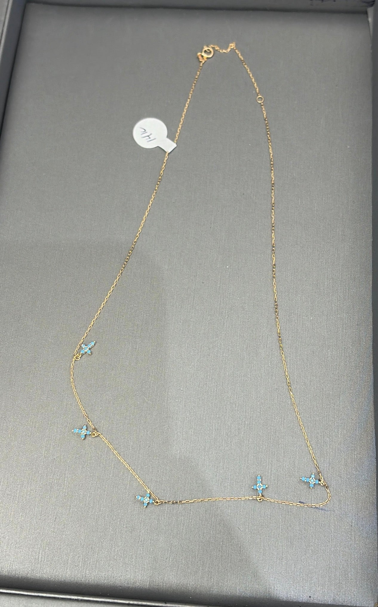 Cadena 14k con cruces de turquesa size 18 a 16