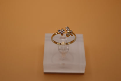 Anillo con doble mariposa 14k