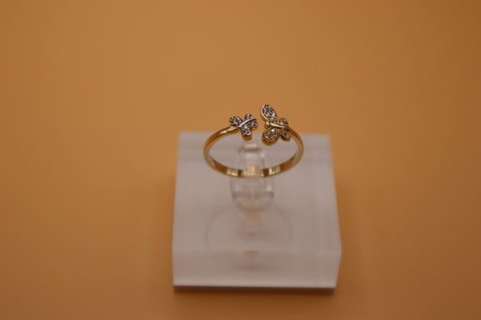 Anillo con doble mariposa 14k