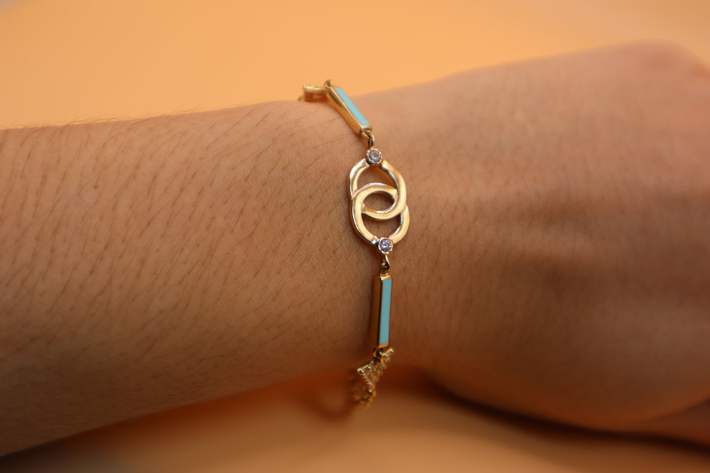 Pulsera azul celeste 14k