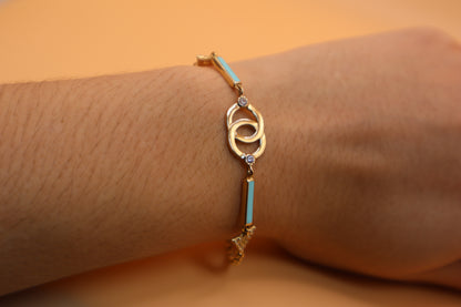 Pulsera azul celeste 14k