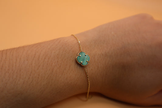 Pulsera de flor verde 14k