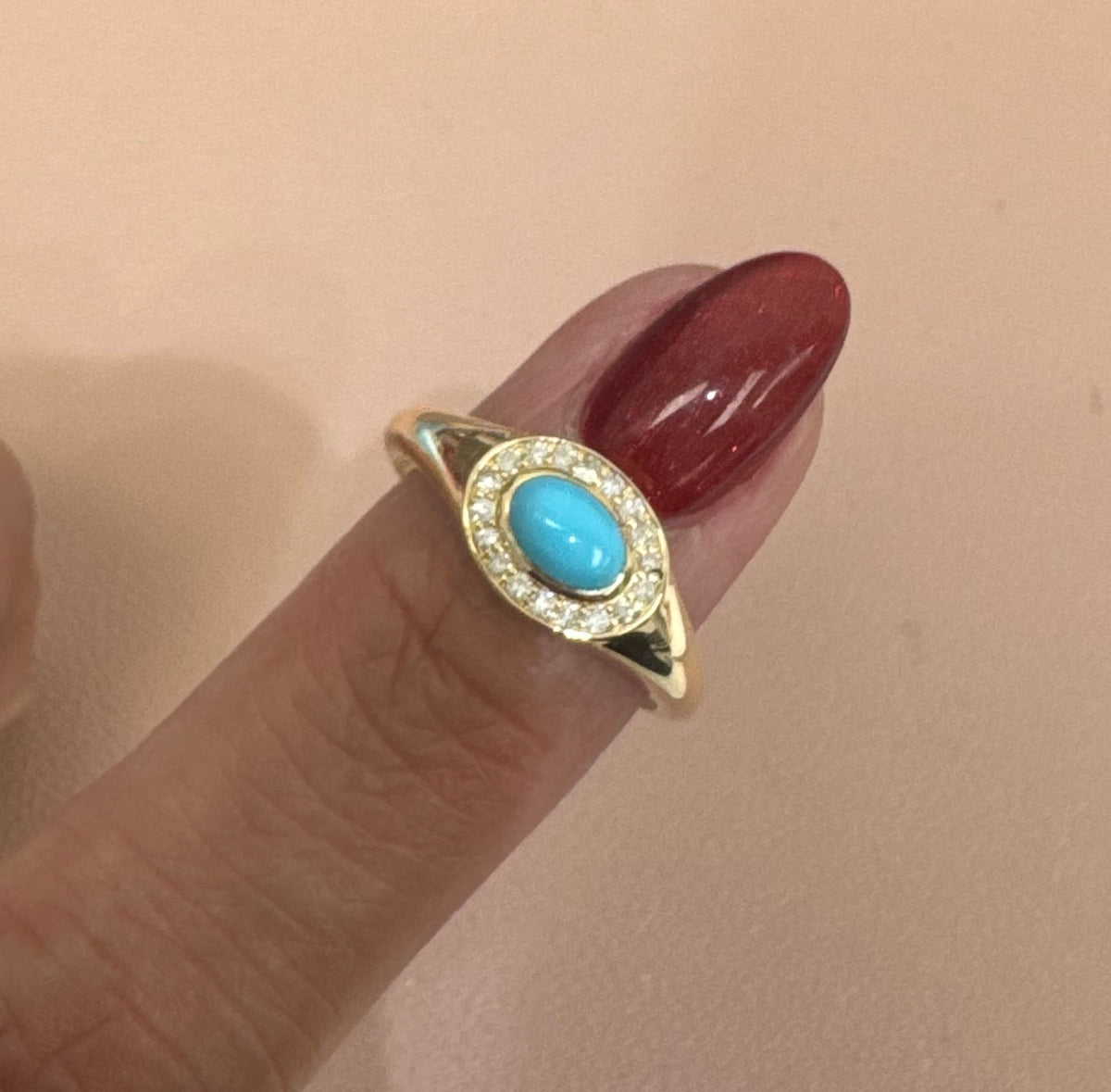 Anillo turquesa y diamante