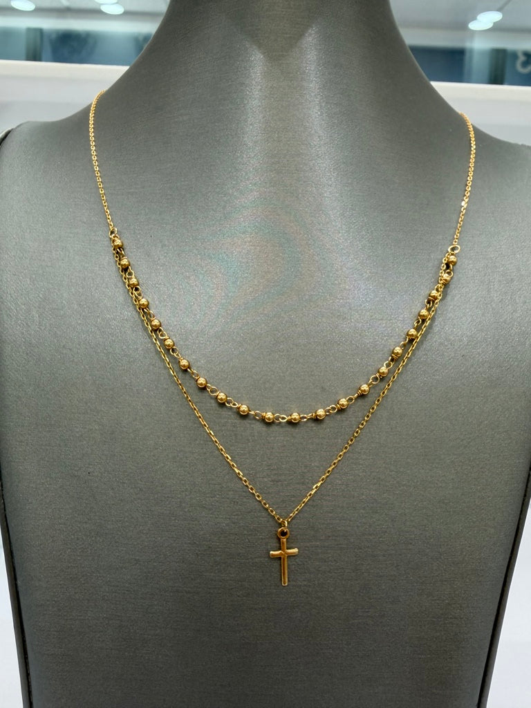 cadena estilo rosario 14k