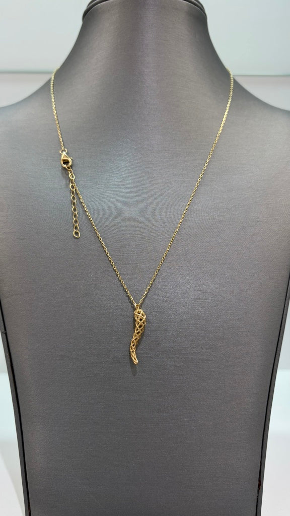 cadena con dije de cuerno italiano 14k
