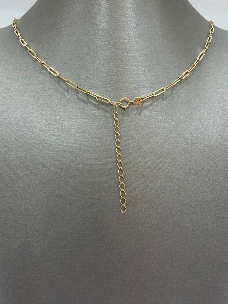 Cadena paper clip con circonia 14k