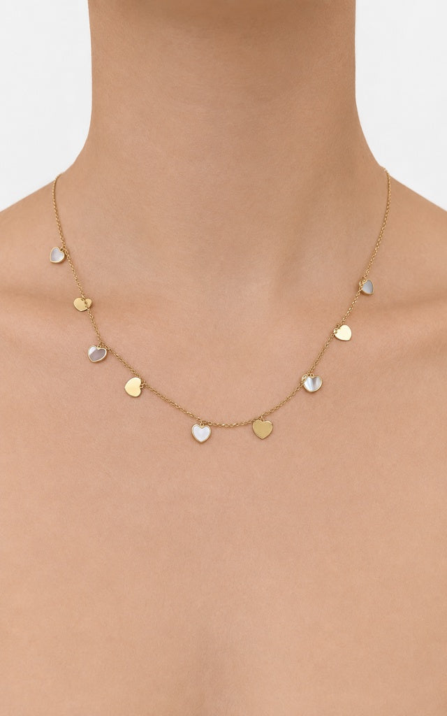 Cadena de corazones claros 14k