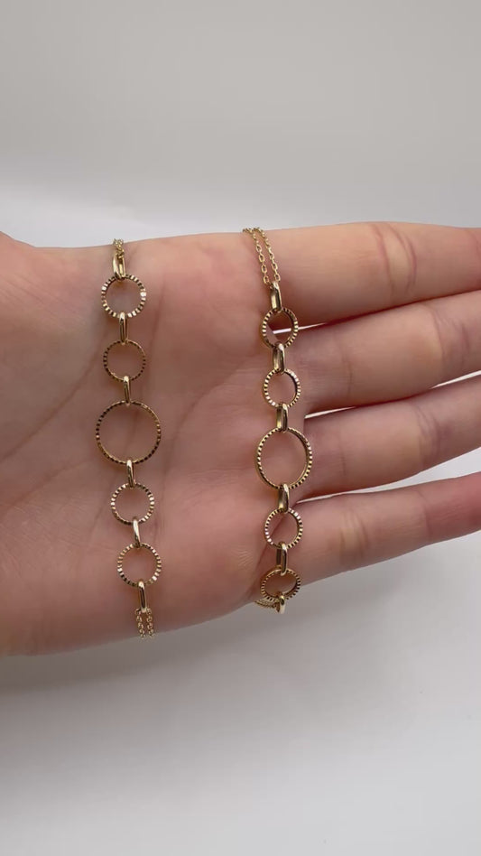 Pulsera de círculos 14k